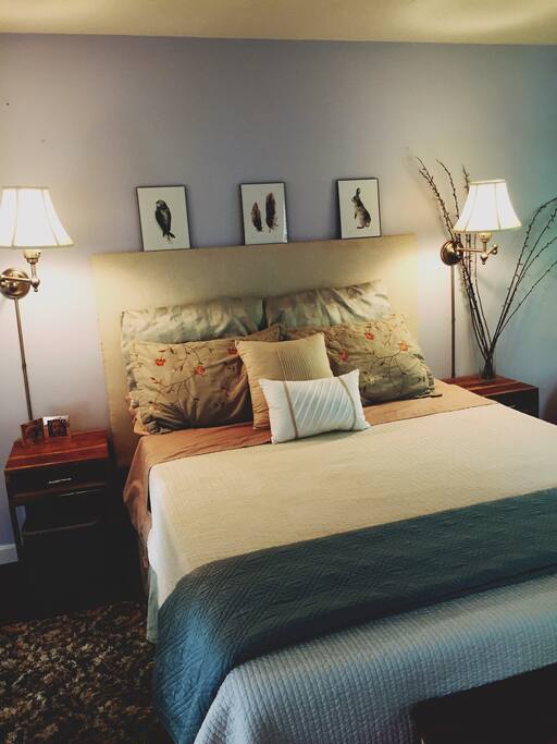 Master bedroom with small en suite (full) bathroom.