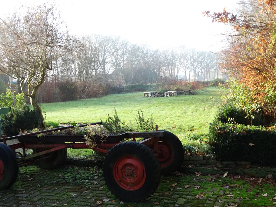 Grasveld achter het vakantiehuis