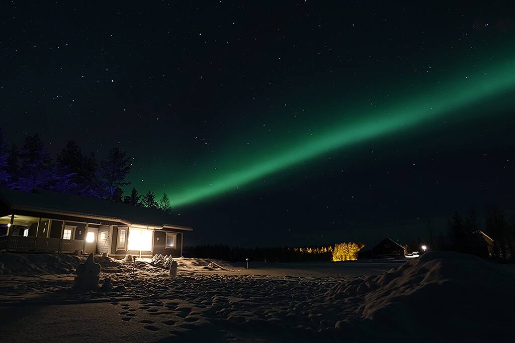Northern lights over the cottage