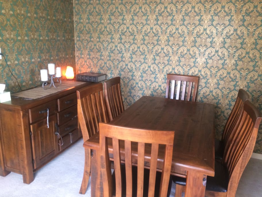 Dining Room with buffet table and refrigerator in there