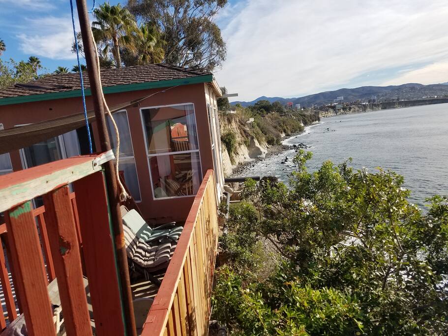 Bedroom hangs over the cliff, nothing but ocean below