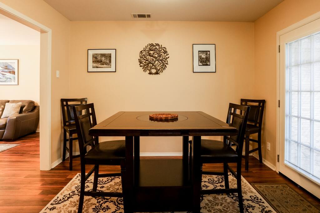 Open the French Doors out onto the backyard for an airy, indoor dining experience