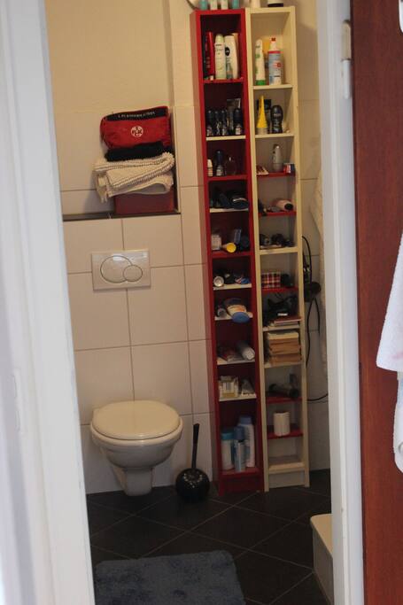 Badezimmer (Toilette, Dusche, Waschbecken)