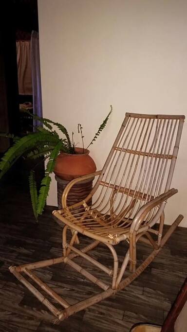 Old rattan chair for relaxing while reading