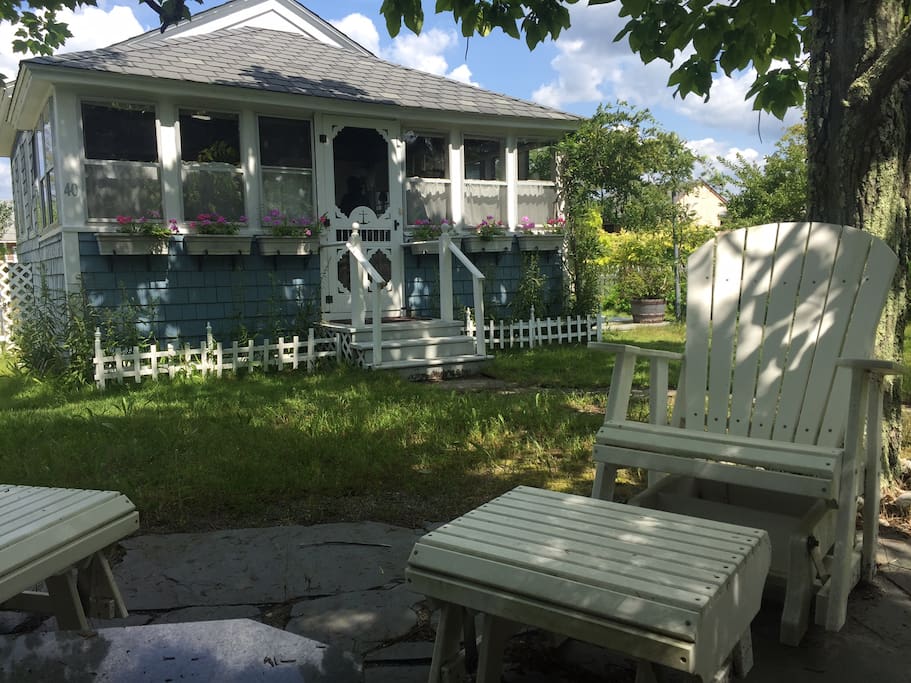 Front of house and sitting area