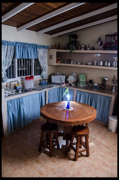 Hand-made table, where you can take your meal easily