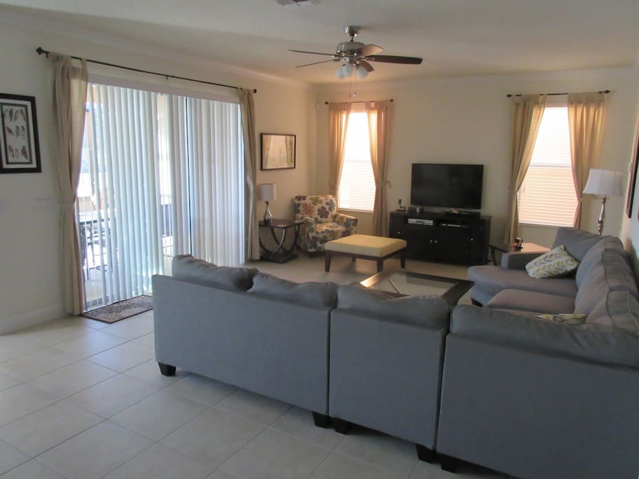 Lounge with easy access to pool area