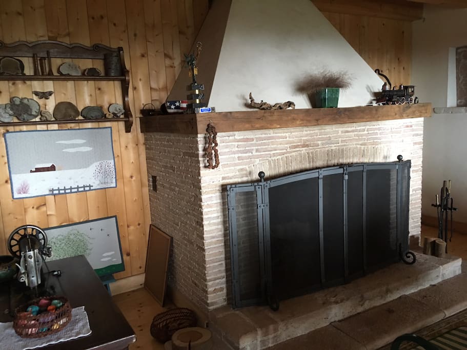 Massive fireplace for winter gatherings