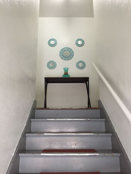 The stairs leading to your unit