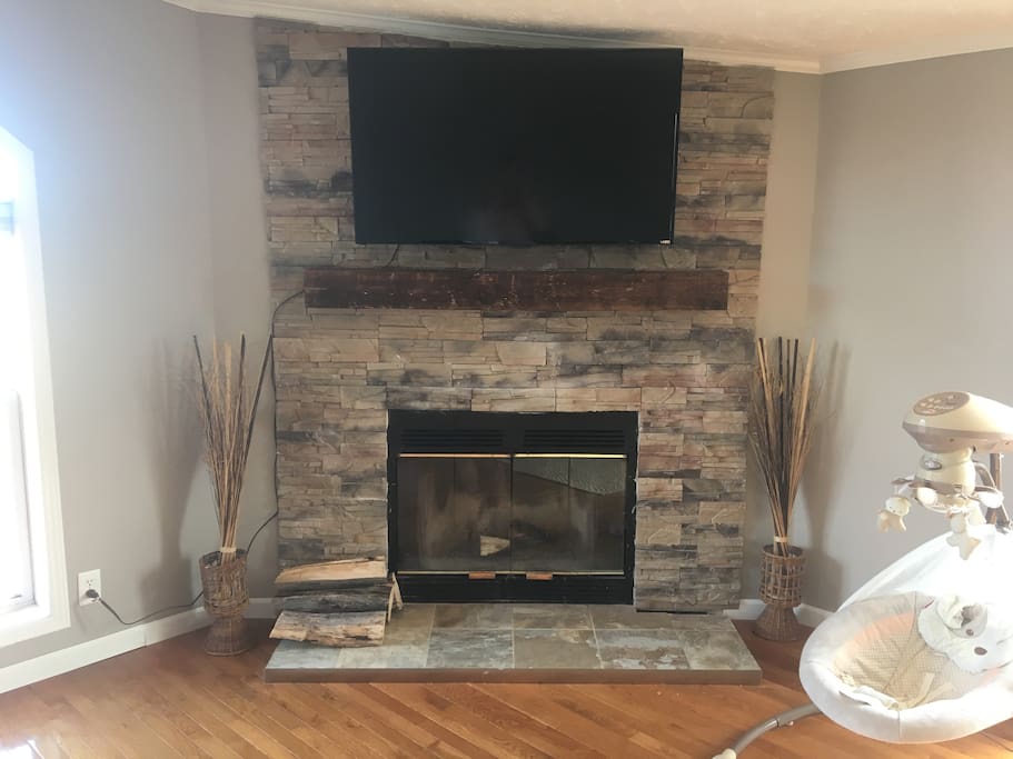Real wood fireplace