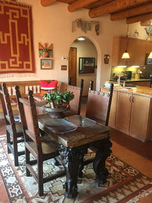 Love this dining table..Looking towards the kitchen and the doorway on the left that goes to the Laundry room