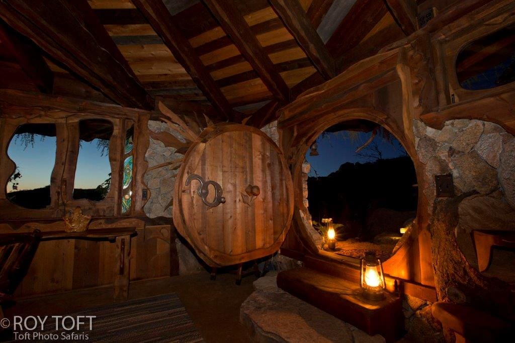 Steps leading down into the hobbit house..