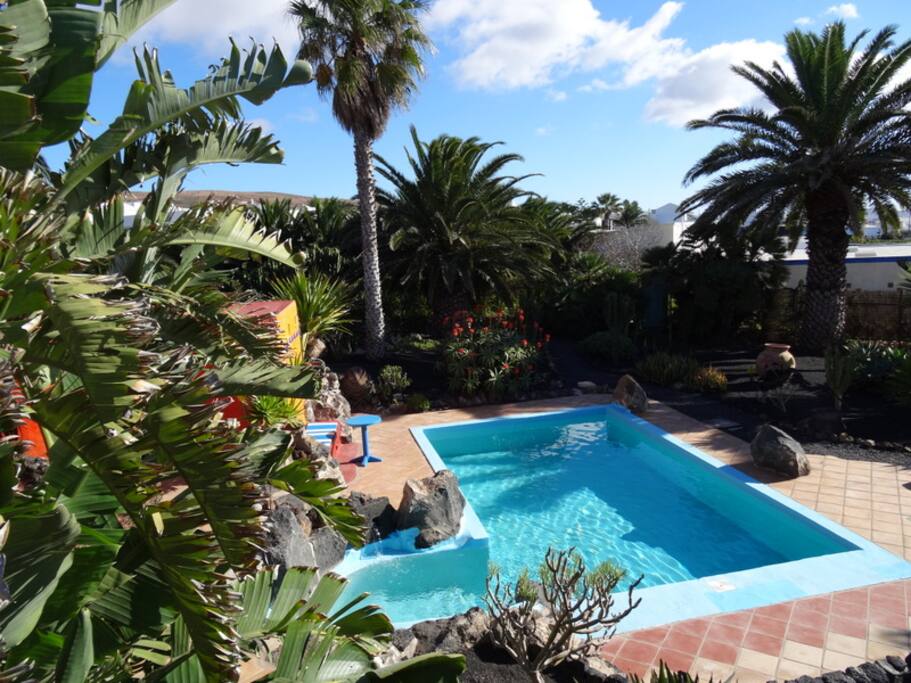 Finca Mimosa,Pool,Blick von Schlafzimmer Casa Principal.