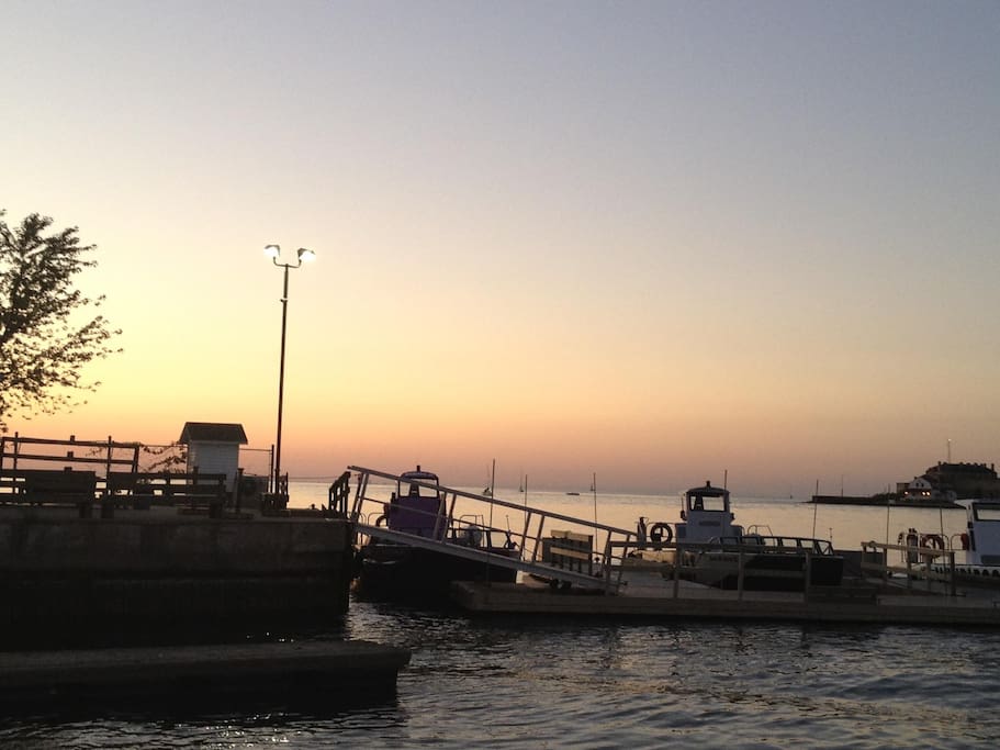 Sunset off the water
