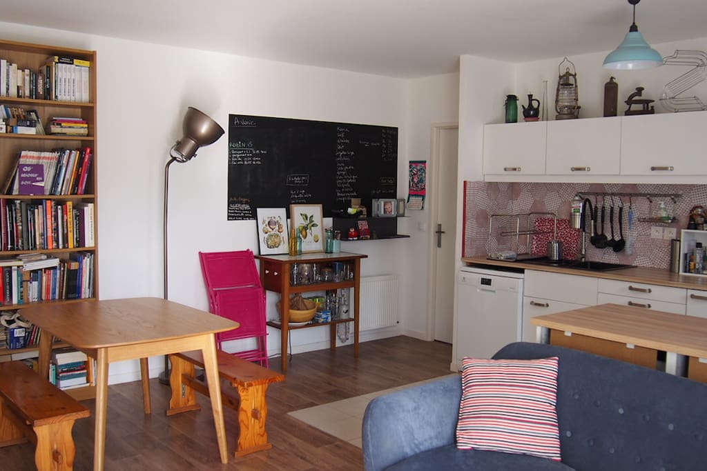 Kitchen open to living room