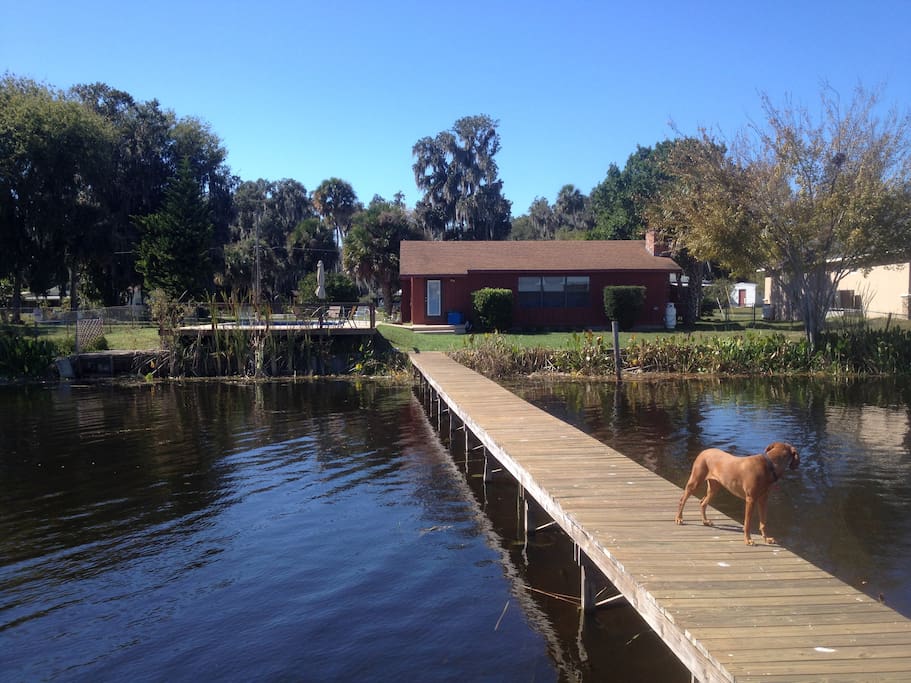 View of the home from the end of the dock.