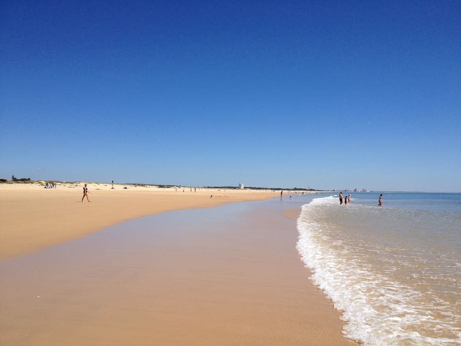 The beach is wide and stretches 22 km.