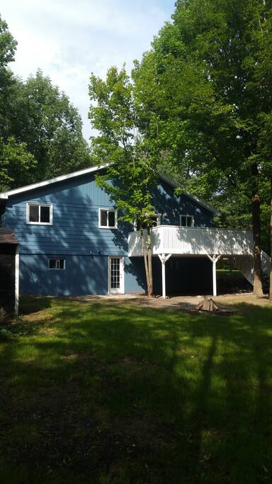 Fire pit area back yard and upper deck