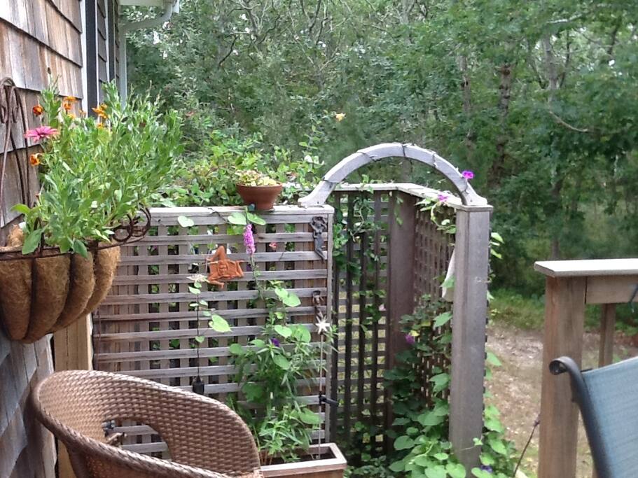 back deck with outside shower