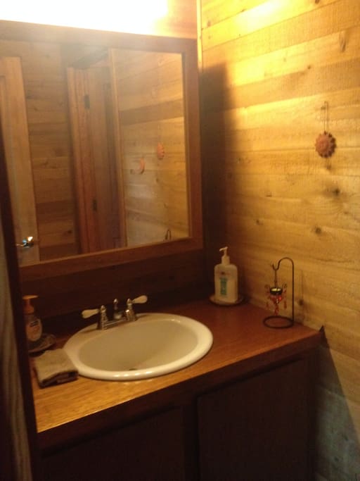 Semi private bathroom with "The Lovers" room