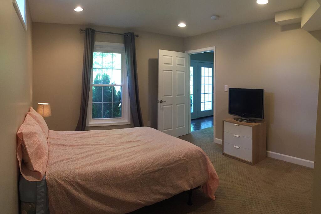 Spacious bedroom with private entrance and door lock