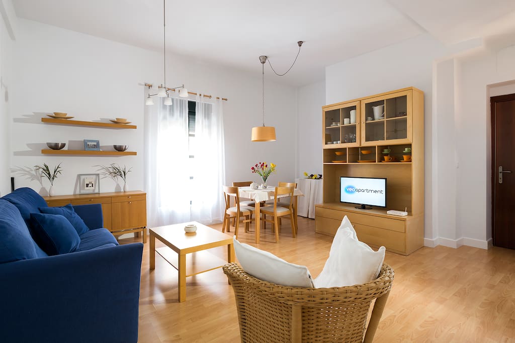 Living room. On the right is the apartment entrance door.