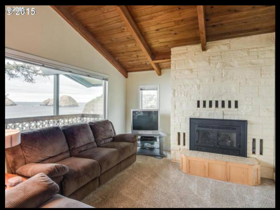 Living room view of Three Arch Rocks