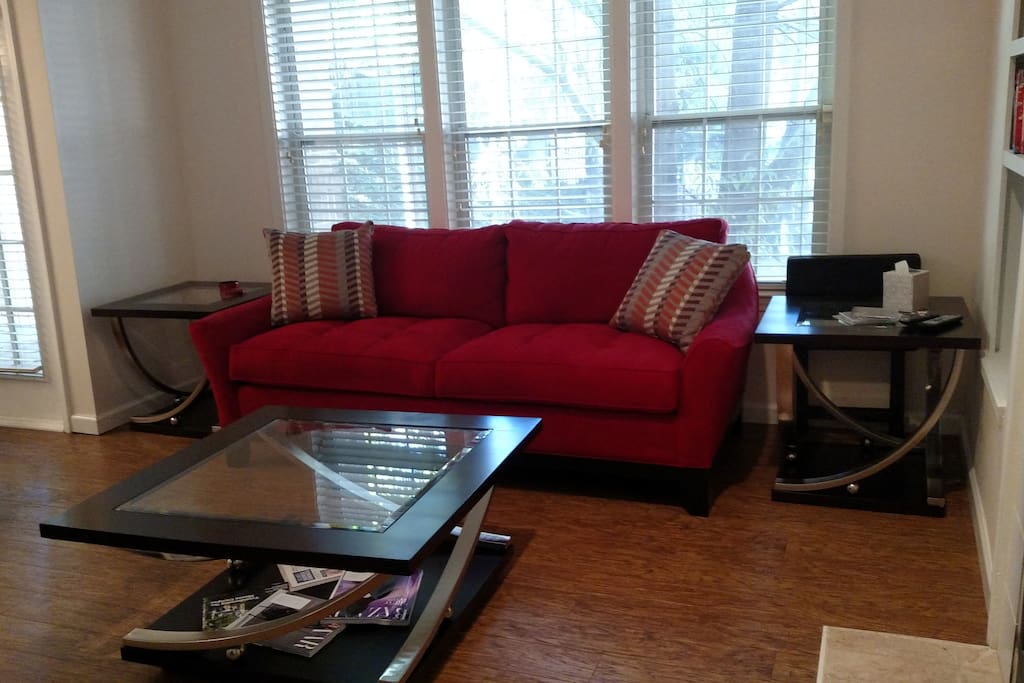 Living room with 55" flat screen tv