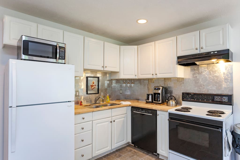 Full Sized Kitchen with Full Sized Oven, Full Sized Refrigerator, Dishwasher, Pots, Pans, and All the Equipment You Need to Prepare a Delicious Meal