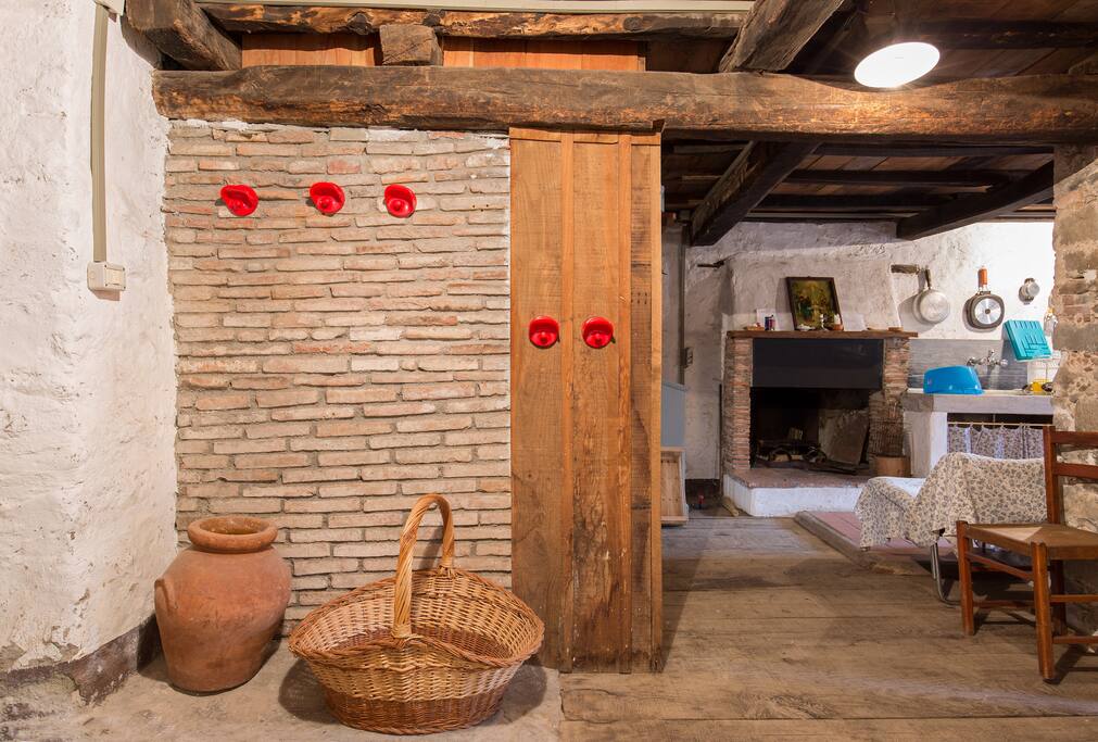 Entrance and fireplace