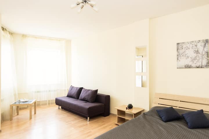 Bright apartment near Botanicheskaya metro station.