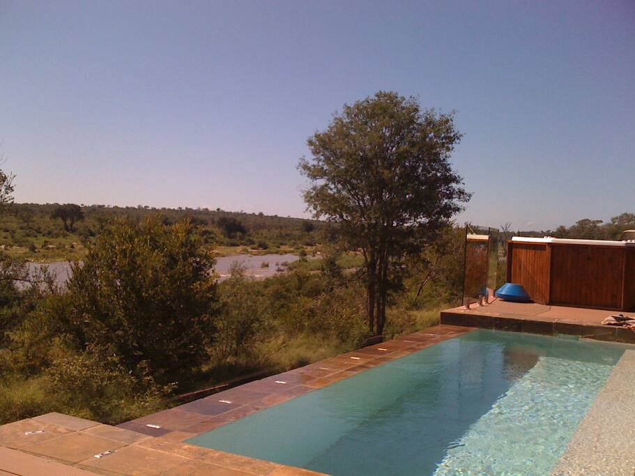 Pool and Jacuzzi overlooking the river