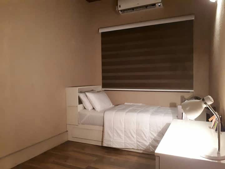 Bedroom 2 (single bed) 75x36x10 inch thick matters
Split air conditioner & Ceiling fan