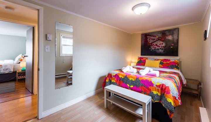 This room at the back of the house is for those who love crazy bright patterns as much as me. ;)