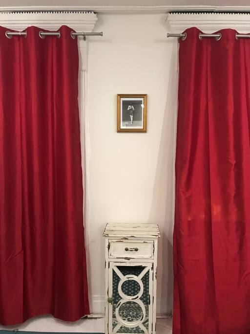 Living room with new curtains.