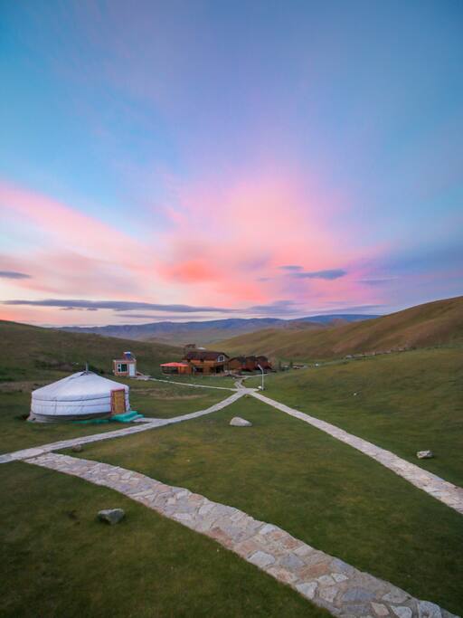 Our camp at sunset