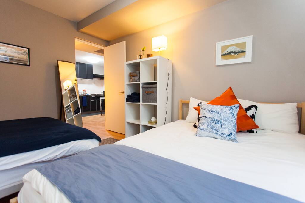 two full-sized double beds with awesome mattresses and down duvets