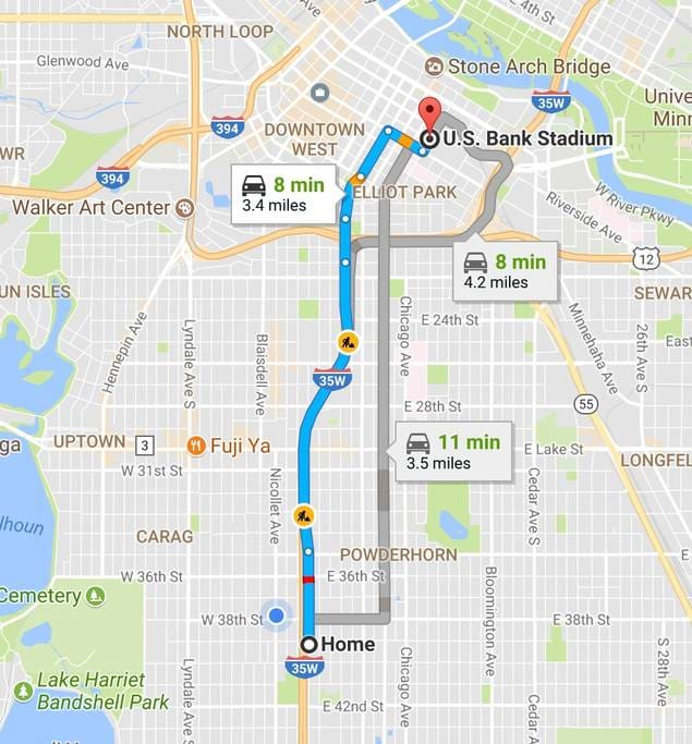 3.4 miles from the stadium!