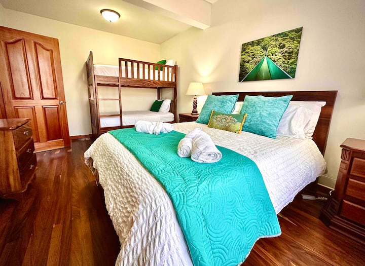 Downstairs 3rd bedroom.  Sleeps up to 4 with a queen bed and a bunkbed.