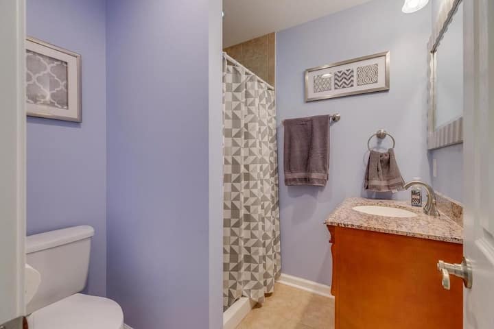 Downstairs bedroom 1 private bath with walk in shower
