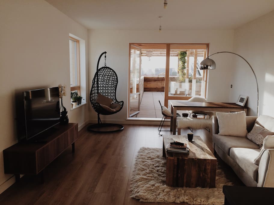 Living room and door to terrace