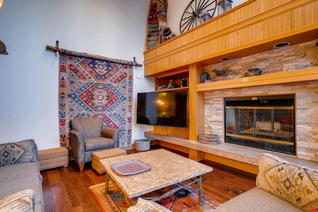 Kick back your feet and relax in the cozy living area.