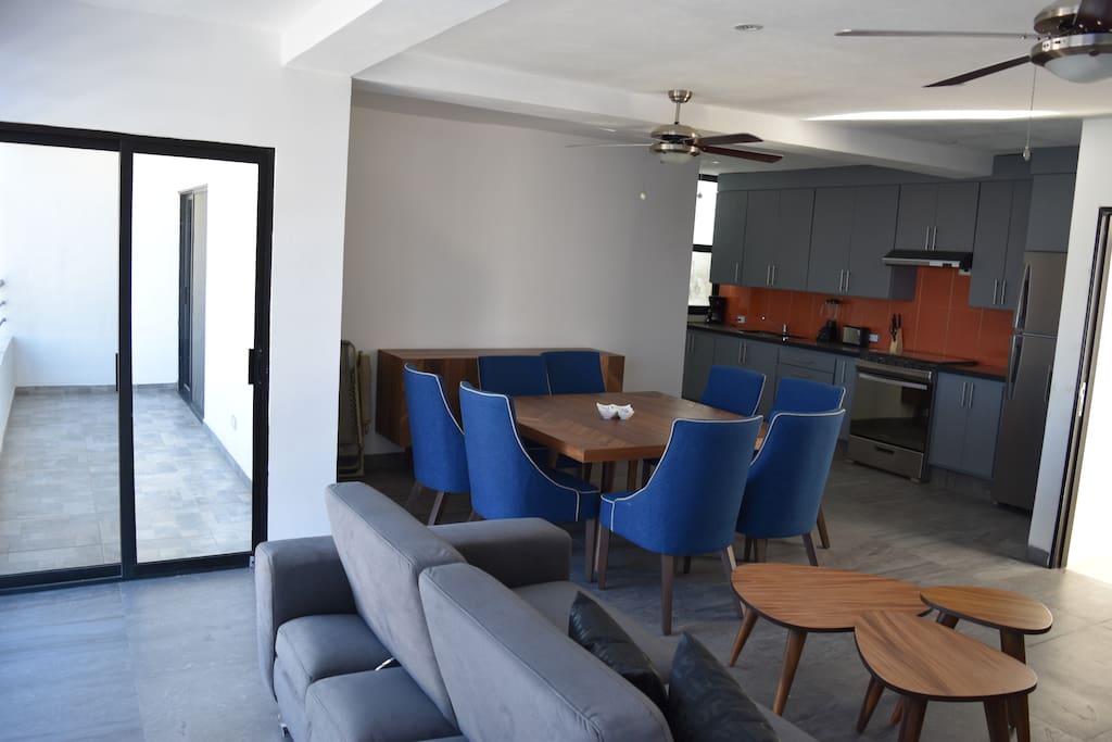 Living room, dining room, kitchen & balcony