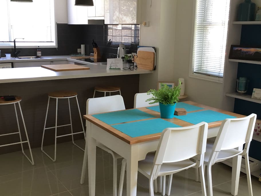 Dining with extra seating under bench