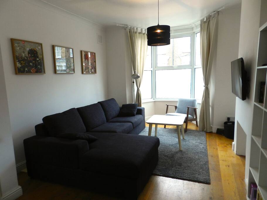 Charming living room with fold out sofa bed