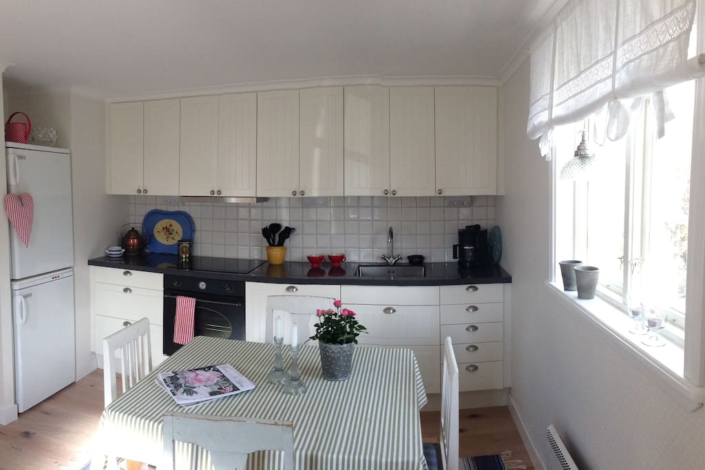 Modern fullt utrustat kök.