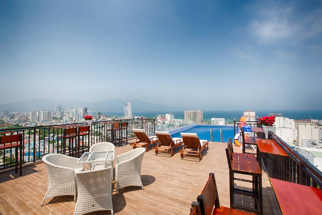 The bar open with the pool