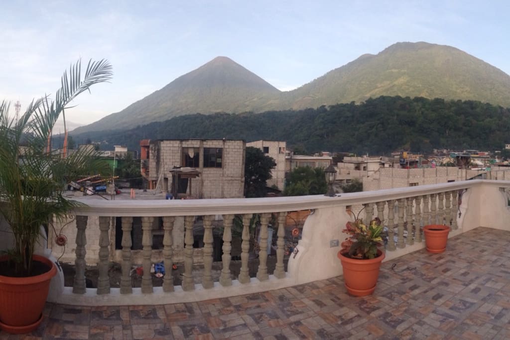 incredible views of Tolimán volcano from the rooftop terrace