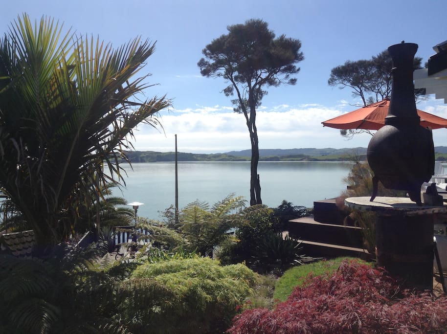 The garden leading down to the water