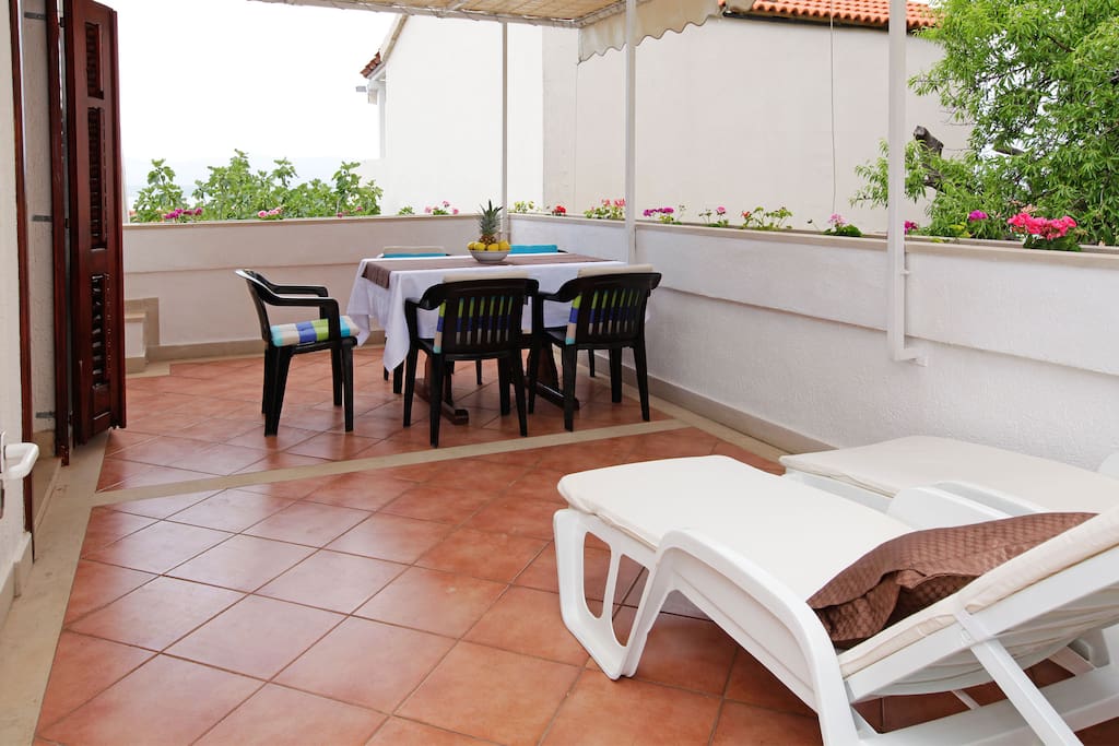 shaded terrace